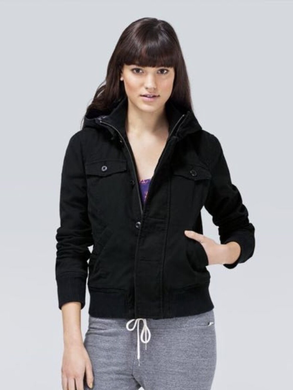 Y2K Retro Vintage Aritzia Tna Maverick Bomber Jacket in Black Size M